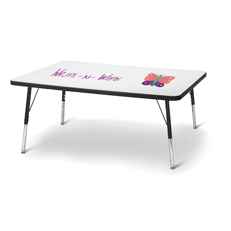 Jonti-Craft Berries Rectangle Dry Erase Table, 30 in. x 48 in., E-height, Write-n-Wipe/Black/Black 6473JCE420